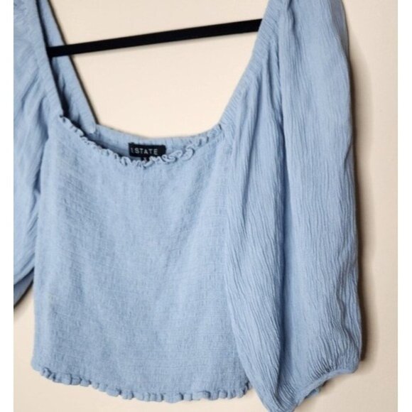 1. STATE blue puffy sleeve crop top size S - Picture 2 of 5